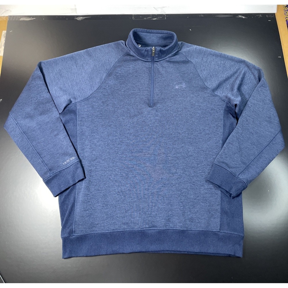 Under Armour ColdGear Mens XL Quarter Zip Storm Fleece Pullover Navy Blue